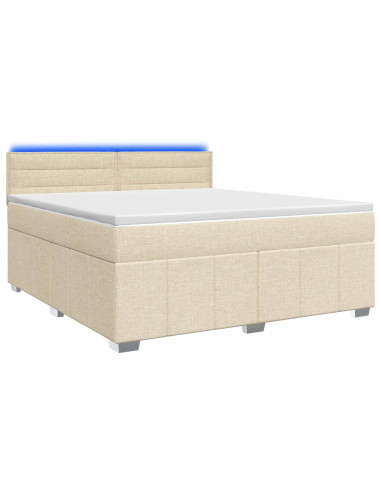 Letto box spring con materasso Crema 140 x 190 cm Tessuto