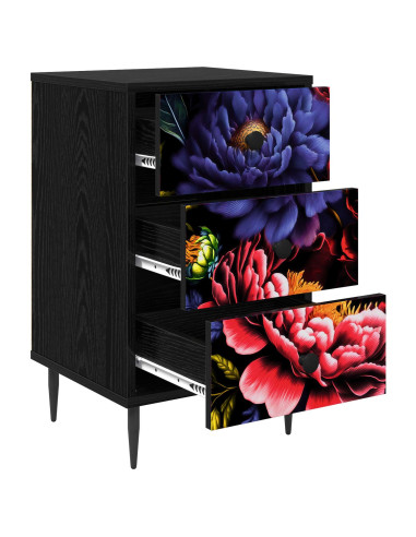 Armadio da Notte KIEL 2 pz Rovere Nero 36 x 33 x 61 cm