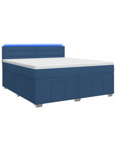 Letto box spring con materasso Blu 140 x 190 cm Tessuto