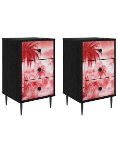 Armadio da Notte AACHEN 2 pz Rovere Nero 36 x 33 x 61 cm 2
