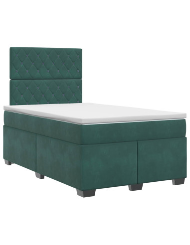 Letto box spring con materasso Verde Scuro 120 x 190 cm Velluto