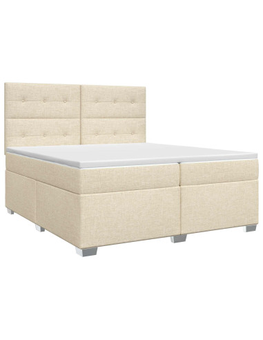 Letto box spring con materasso Crema 200 x 200 cm Tessuto