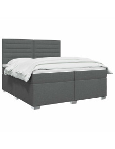 Letto box spring con materasso Grigio Scuro 200 x 200 cm 2