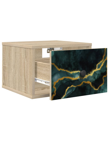 Mobiletto da comodino a parete WIJHE 2 pz Rovere Sonoma