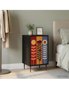 Armadio da Notte ESSEN Rovere Nero 36 x 33 x 61 cm