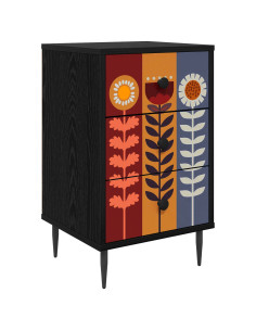 Armadio da Notte ESSEN Rovere Nero 36 x 33 x 61 cm 2