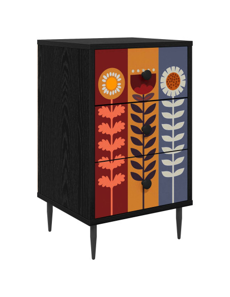 Armadio da Notte ESSEN Rovere Nero 36 x 33 x 61 cm
