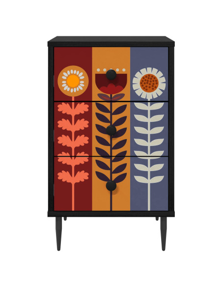 Armadio da Notte ESSEN Rovere Nero 36 x 33 x 61 cm