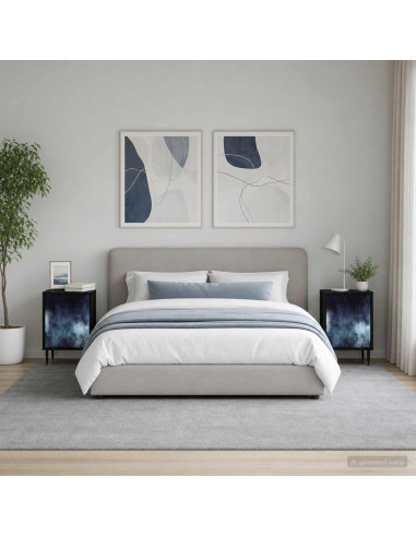 Armadio da Notte RAALTE 2 pz Rovere Nero 36 x 33 x 51 cm