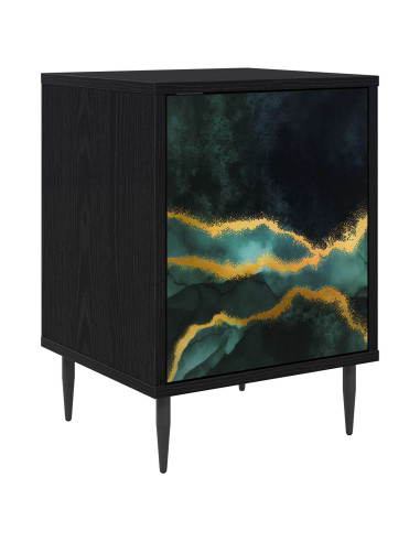 Armadio da Notte WIJHE Rovere Nero 36 x 33 x 51 cm