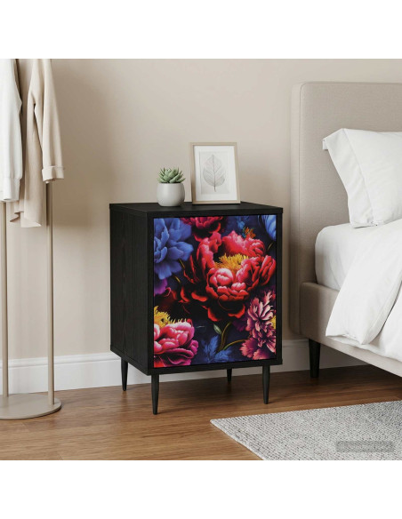 Armadio da Notte KIEL 2 pz Rovere Nero 36 x 33 x 51 cm