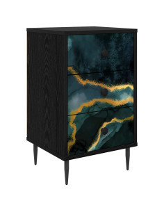 Armadio da Notte WIJHE Rovere Nero 36 x 33 x 61 cm