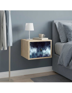 Mobiletto da comodino a parete RAALTE 2 pz Rovere Sonoma