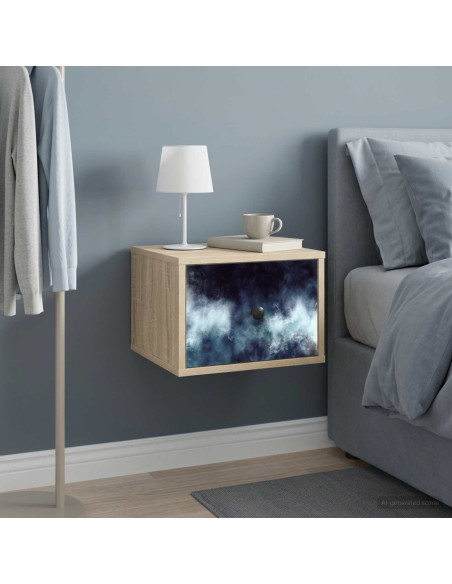 Mobiletto da comodino a parete RAALTE 2 pz Rovere Sonoma