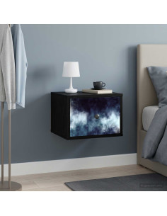 Mobiletto da comodino a parete RAALTE Rovere Nero