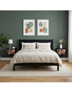 Mobiletto da comodino a parete BORNE 2 pz Rovere Nero