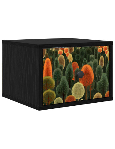 Mobiletto da comodino a parete ZAANDAM Rovere Nero