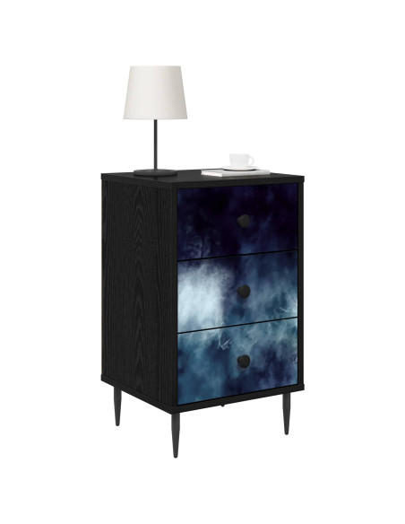 Armadio da Notte RAALTE Rovere Nero 36 x 33 x 61 cm