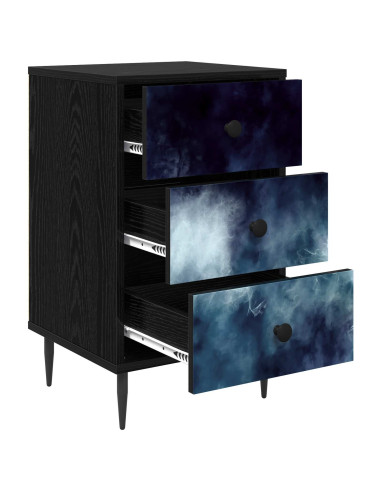 Armadio da Notte RAALTE Rovere Nero 36 x 33 x 61 cm