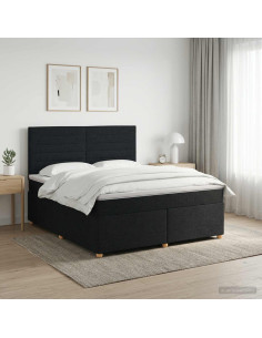 Letto box spring con materasso Nero 180 x 200 cm Tessuto
