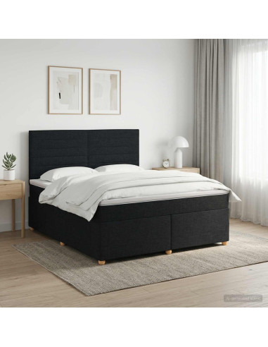 Letto box spring con materasso Nero 180 x 200 cm Tessuto