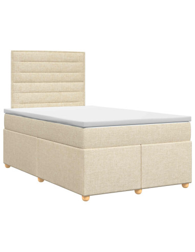 Letto box spring con materasso Crema 120 x 190 cm Tessuto