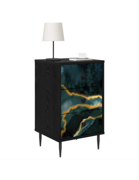 Armadio da Notte WIJHE Rovere Nero 36 x 33 x 61 cm