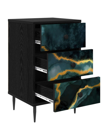 Armadio da Notte WIJHE Rovere Nero 36 x 33 x 61 cm