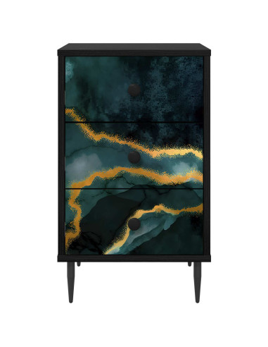 Armadio da Notte WIJHE Rovere Nero 36 x 33 x 61 cm