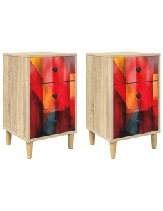 Armadio da Notte HEESCH 2 pz Rovere Sonoma 36 x 33 x 60 cm 2