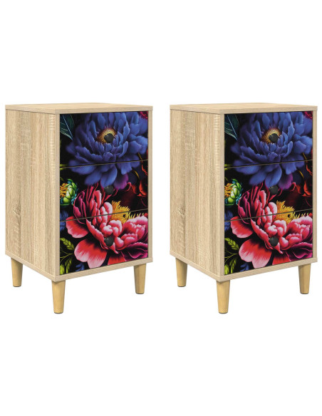 Armadio da Notte KIEL 2 pz Rovere Sonoma 36 x 33 x 60 cm