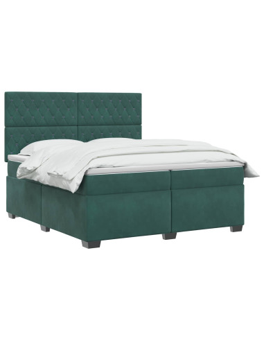 Letto box spring con materasso Verde Scuro 200 x 200 cm Velluto