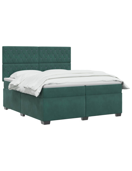 Letto box spring con materasso Verde Scuro 200 x 200 cm Velluto