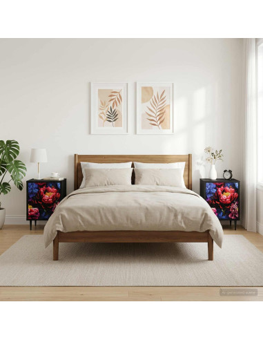 Armadio da Notte KIEL 2 pz Rovere Nero 36 x 33 x 51 cm