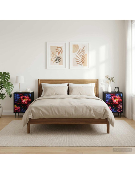 Armadio da Notte KIEL 2 pz Rovere Nero 36 x 33 x 51 cm