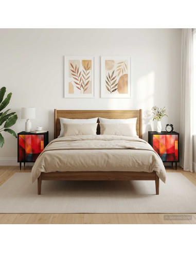 Armadio da Notte HEESCH 2 pz Rovere Nero 36 x 33 x 51 cm