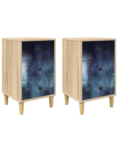 Armadio da Notte RAALTE 2 pz Rovere Sonoma 36 x 33 x 60 cm