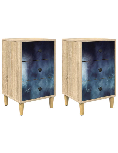 Armadio da Notte RAALTE 2 pz Rovere Sonoma 36 x 33 x 60 cm