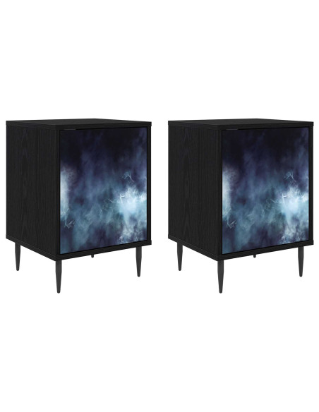 Armadio da Notte RAALTE 2 pz Rovere Nero 36 x 33 x 51 cm