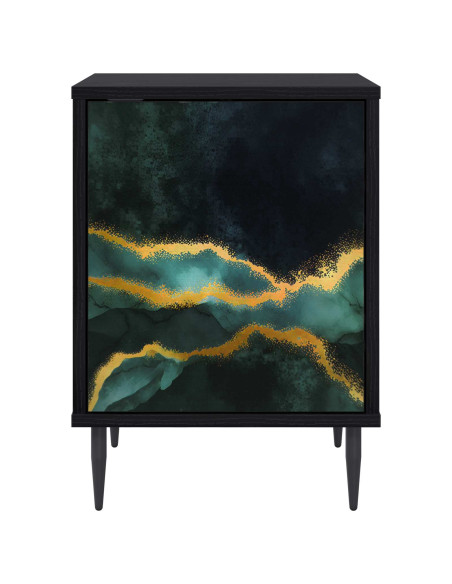Armadio da Notte WIJHE Rovere Nero 36 x 33 x 51 cm