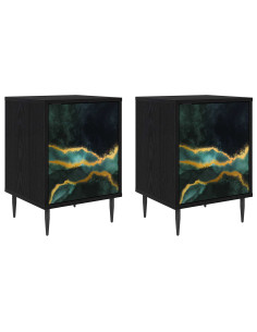 Armadio da Notte WIJHE 2 pz Rovere Nero 36 x 33 x 51 cm 2