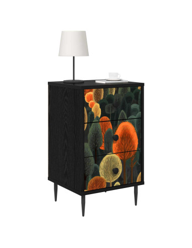 Armadio da Notte ZAANDAM Rovere Nero 36 x 33 x 61 cm