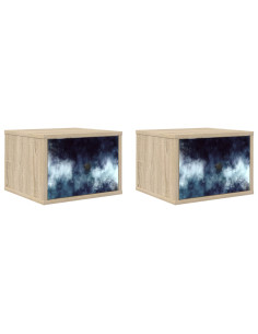 Mobiletto da comodino a parete RAALTE 2 pz Rovere Sonoma 2