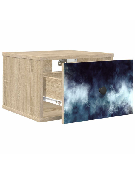 Mobiletto da comodino a parete RAALTE 2 pz Rovere Sonoma