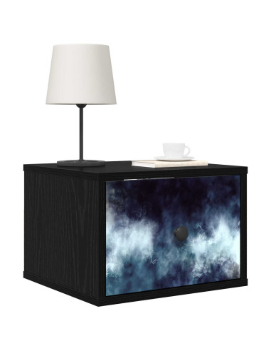 Mobiletto da comodino a parete RAALTE 2 pz Rovere Nero