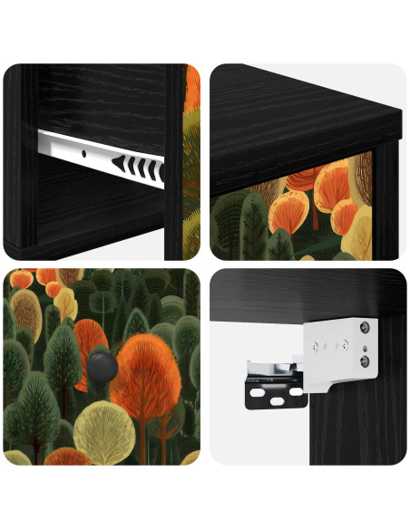 Mobiletto da comodino a parete ZAANDAM Rovere Nero