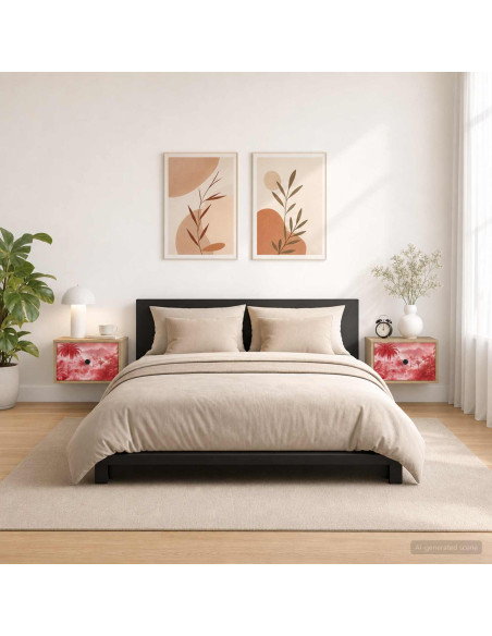 Mobiletto da comodino a parete AACHEN 2 pz Rovere Sonoma