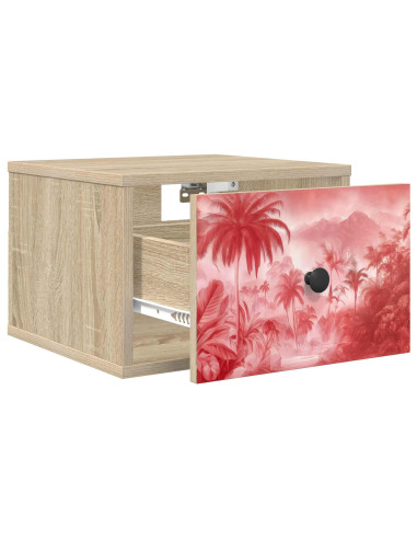 Mobiletto da comodino a parete AACHEN 2 pz Rovere Sonoma