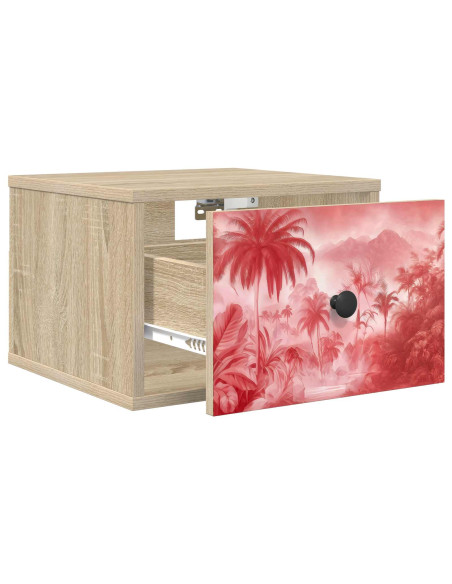 Mobiletto da comodino a parete AACHEN 2 pz Rovere Sonoma