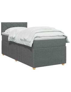 Letto box spring con materasso Grigio Scuro 90 x 190 cm Tessuto 2